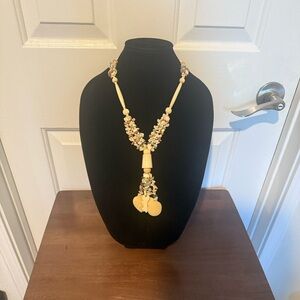 Vintage Tribal Ethnic Boho Necklace Leaves Lock Key Hand Carved Charms
